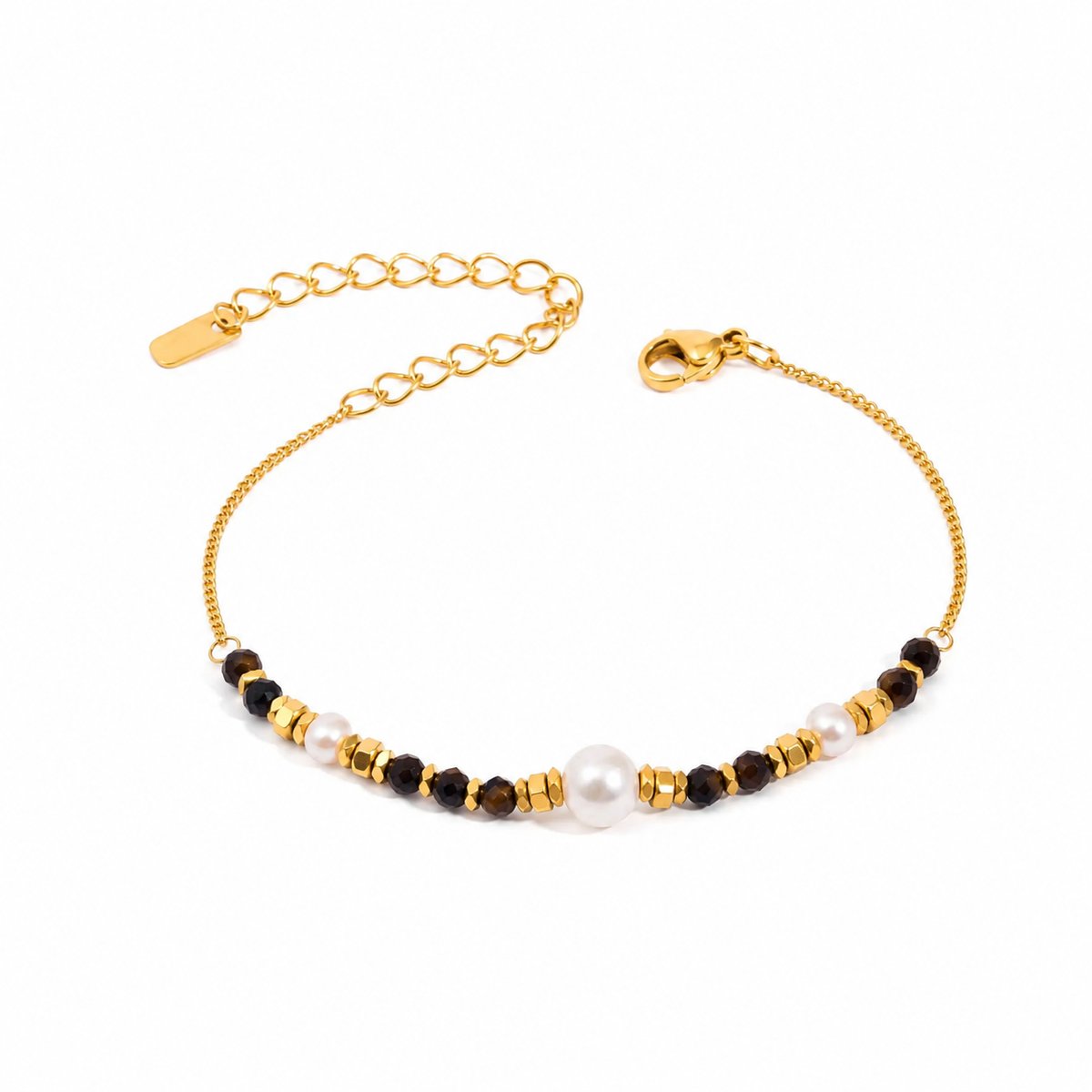 Faux Pearl and Natural Stone Bracelet 