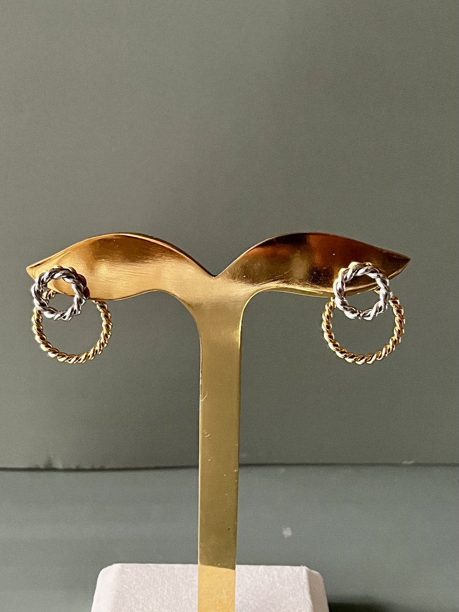 Dual Tone Twisted Earrings