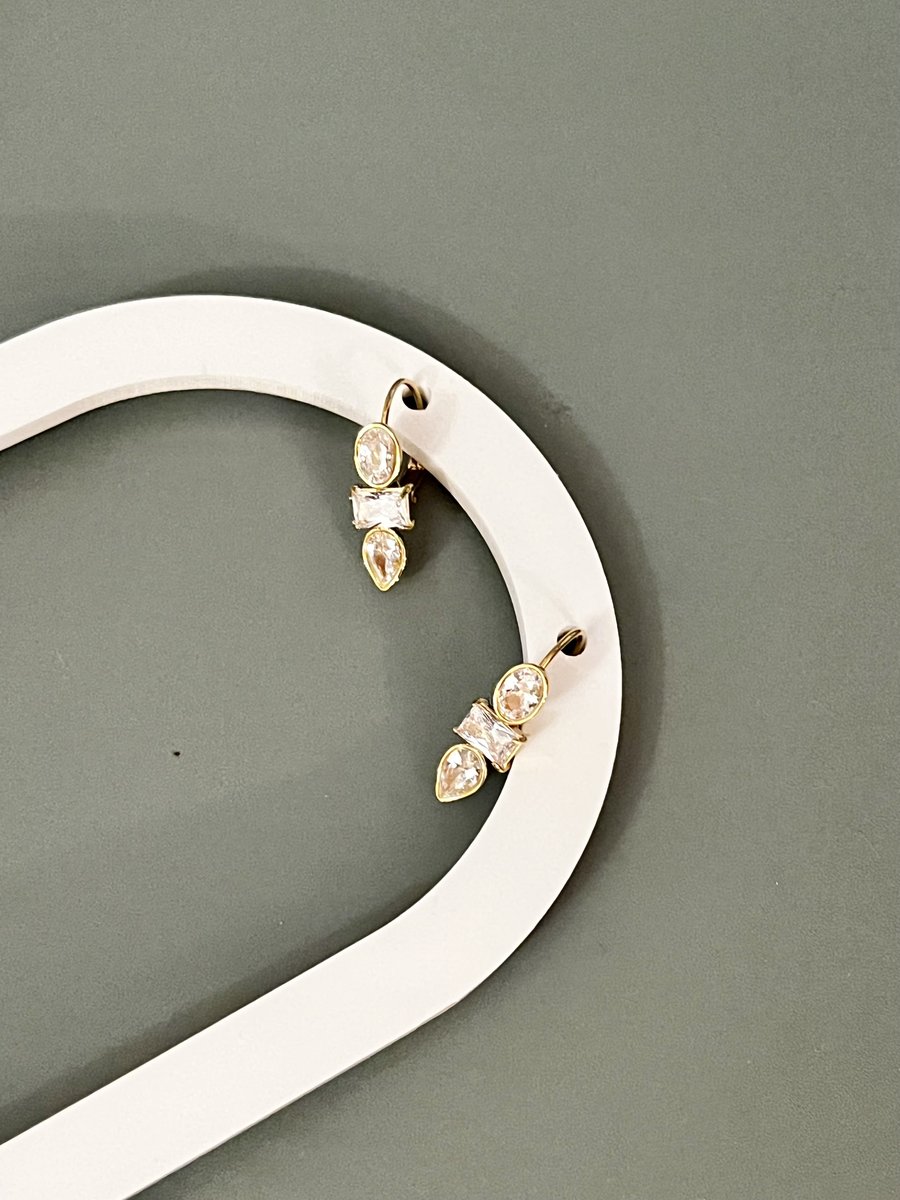 Leverback Geometric Zircon Drop Earrings